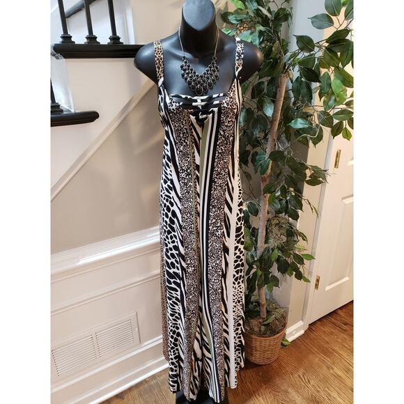 Women's Jumpsuit Multicolor Animal Print Strapless Flared Leg Cutout V XL - Picture 2 of 14